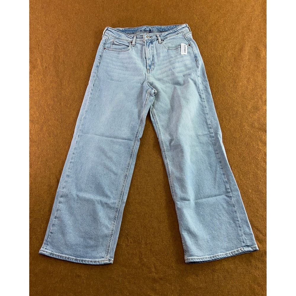 Old Navy Womens 12 Light Blue High Waisted Wide Leg Jeans NWT